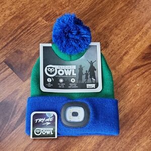Kids Night Owl LED Beanie - Blue and Green